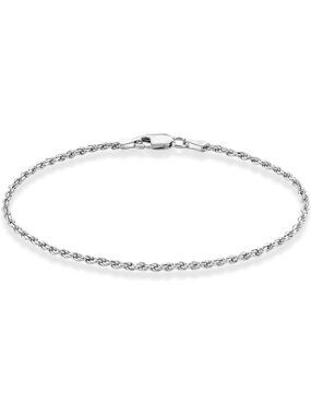 925 Sterling Silver Rope Bracelet for Women & Men - Adjustable 2mm/3mm Style